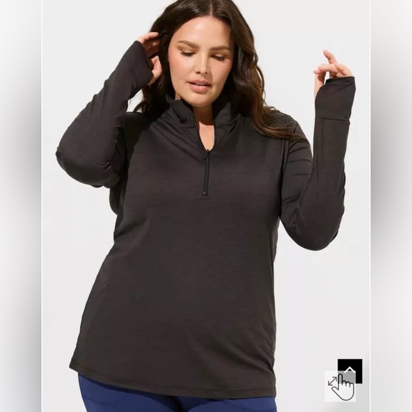 torrid Tops - Torrid Active Charcoal Quarter-Zip Pullover